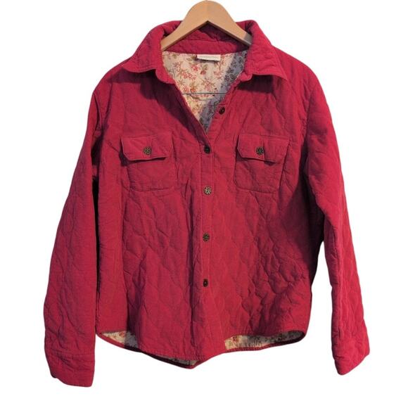 Northern Isle Pink Corduroy Quilted Jacket Women’s Size Large - Picture 1 of 3